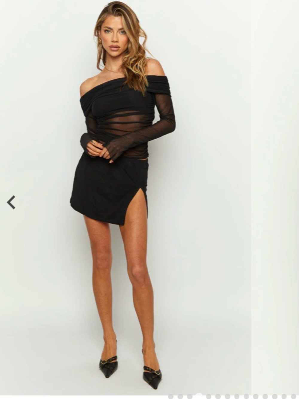Sky Black Mesh Off Shoulder Top